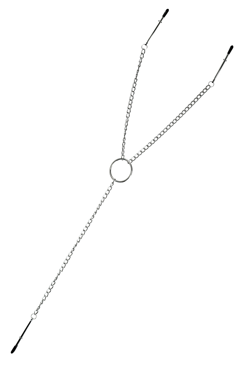 Зажимы для сосков и клитора Theatre by TOYFA на цепочке, металл, серебряные в магазине ESEXTOYS