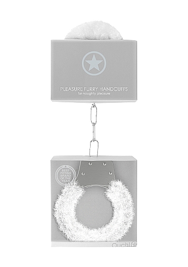 Металлические наручники с меховой обивкой Pleasure Handcuffs Furry в магазине ESEXTOYS