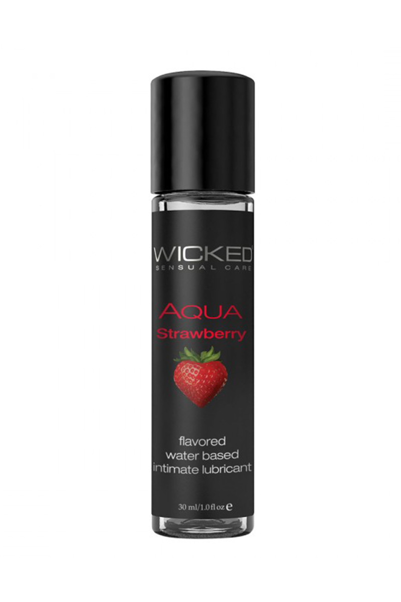 Лубрикант WICKED AQUA Strawberry, со вкусом сочной клубники, 30 мл в магазине ESEXTOYS
