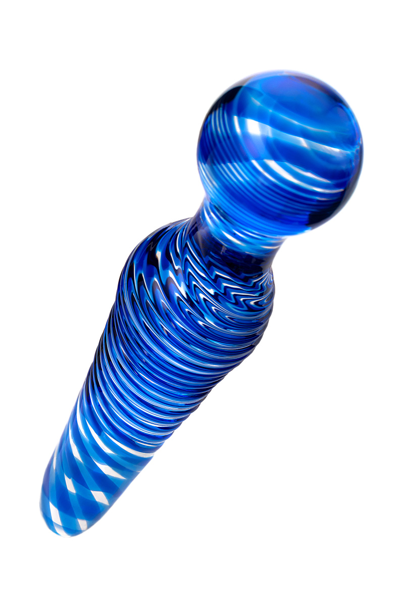 Двусторонний фаллоимитатор Sexus Glass, стекло, синий, 17 см в магазине ESEXTOYS