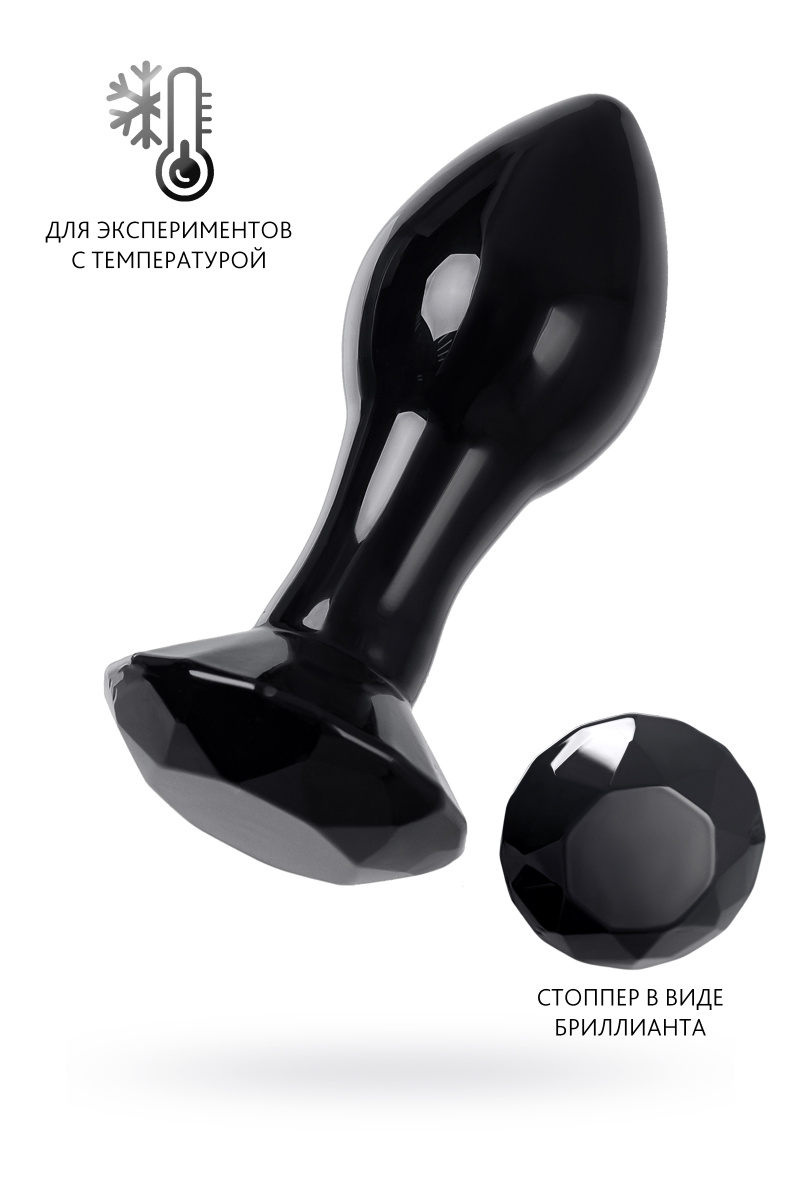 Анальная втулка Sexus Glass, стекло, черная, 8,5 см в магазине ESEXTOYS