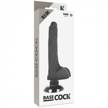 Вибромассажер с пультом управления BASECOCK REALISTIC VIBRATOR 2-1 BLACK 18.5CM в магазине ESEXTOYS