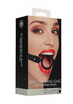Кляп-кольцо с кожанными ремешками  Silicone Ring Gag - with Leather Straps в магазине ESEXTOYS