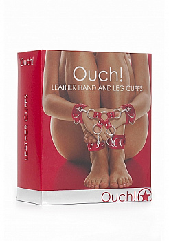 Крестообразные наручники (оковы, фиксаторы) для рук и ног Leather Hand And Legcuffs Ouch! в магазине ESEXTOYS