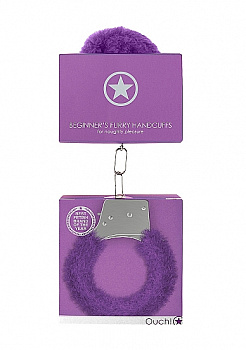Металлические наручники с меховой обивкой Beginner's Handcuffs Furry в магазине ESEXTOYS