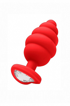 Анальная пробка Extra Large Ribbed Diamond Heart Plug в магазине ESEXTOYS