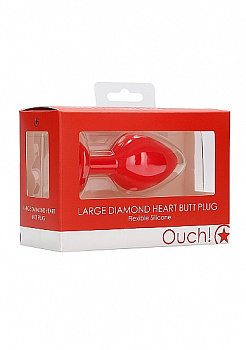 Анальная пробка Large Ribbed Diamond Heart Plug в магазине ESEXTOYS