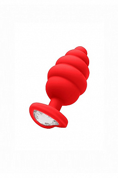 Анальная пробка Regular Ribbed Diamond Heart Plug в магазине ESEXTOYS