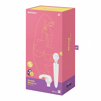 Универсальный вибромассажер Satisfyer Double Wand-er с дополнитеьными насадками в магазине ESEXTOYS
