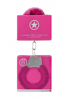 Металлические наручники с меховой обивкой Pleasure Handcuffs Furry в магазине ESEXTOYS