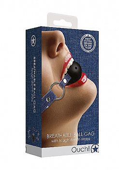Джинсовый кляп-шарик With Roughend Denim Straps в магазине ESEXTOYS