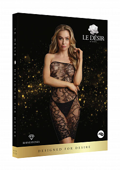 Мини платье без бретелек Star Rhinestone (черное) со стразами. в магазине ESEXTOYS