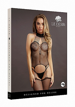 Кетсьюит (боди-комбинезон) Suspender Fishnet Choker - O/S в магазине ESEXTOYS
