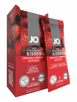 Набор саше вкусовых лубрикантов "Клубника" / JO Flavored Strawberry Kiss (10 мл*12 шт). в магазине ESEXTOYS