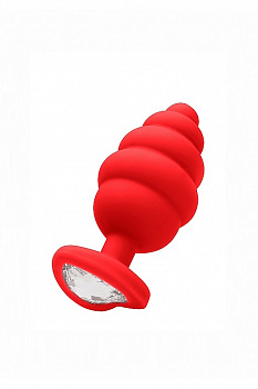 Анальная пробка Large Ribbed Diamond Heart Plug в магазине ESEXTOYS