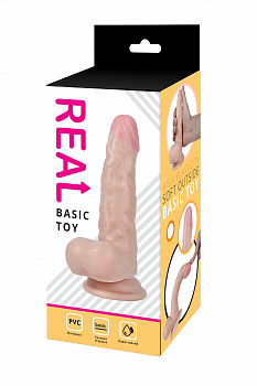 Реалистичный фаллоимитатор REAL с мошонкой на присоске, PVC, 17x3,5 см. в магазине ESEXTOYS