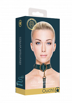 Ошейник с поводком Ouch Ouch! - Collar With Leash - Green в магазине ESEXTOYS