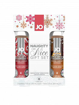 Набор вкусовых лубрикантов JO Naughty or Nice "Рождественский леденец/Имбирный пряник" по 30 мл. в магазине ESEXTOYS