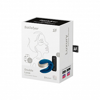 Парный вибратор Satisfyer Double Love с возможностью управления через пульт и приложение (голубой) в магазине ESEXTOYS